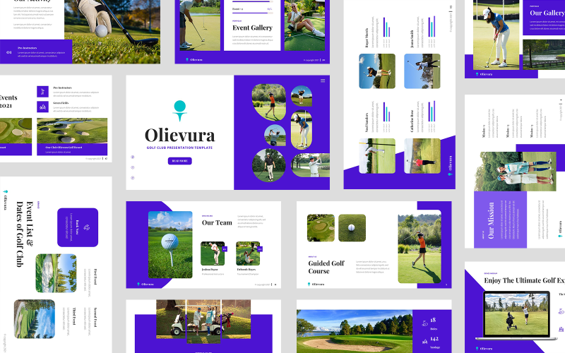 Olievura - Modello di presentazione Google per mazze da golf e sport