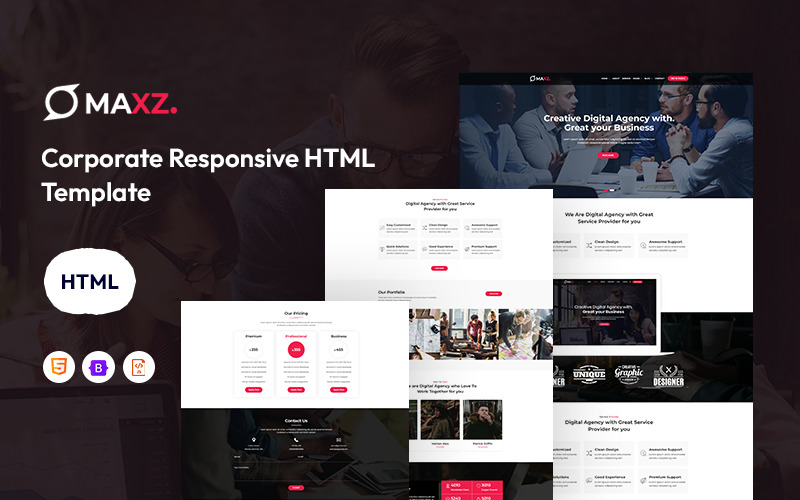 Maxz - Modello di sito Web reattivo aziendale
