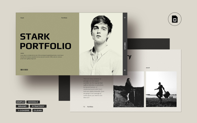 Minimale grimmige portfoliopresentatie