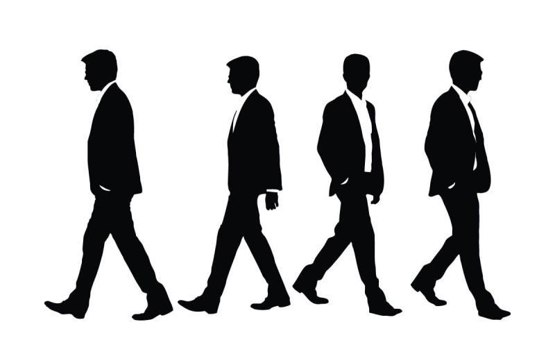 Moderne zakenlieden silhouet set vector