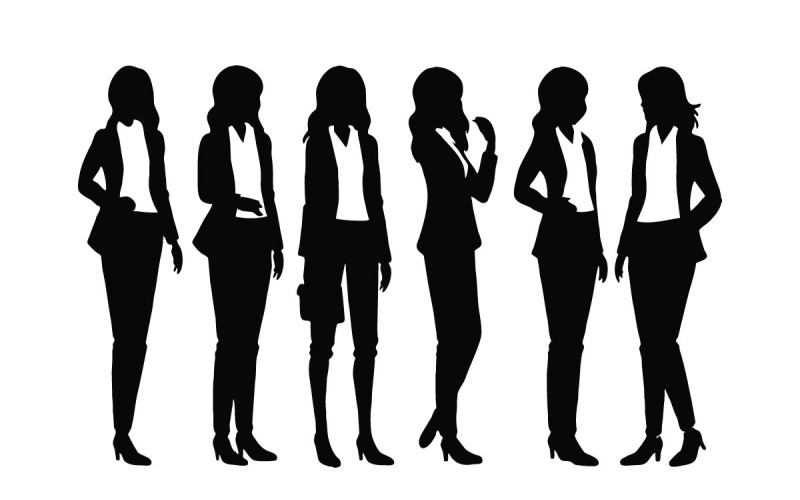 vetor de conjunto de silhueta de empresário feminino