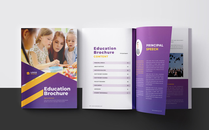 Conception de modèle de brochure d'éducation moderne