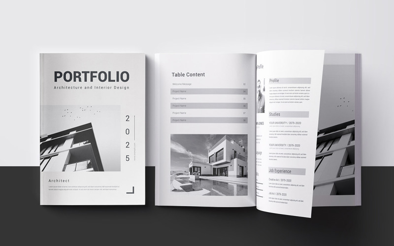 Kreatives Architektur-Portfolio-Layout.