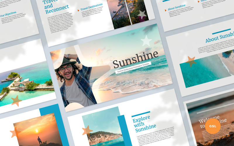 Sunshine - Летняя многоцелевая презентация Google Slides Template