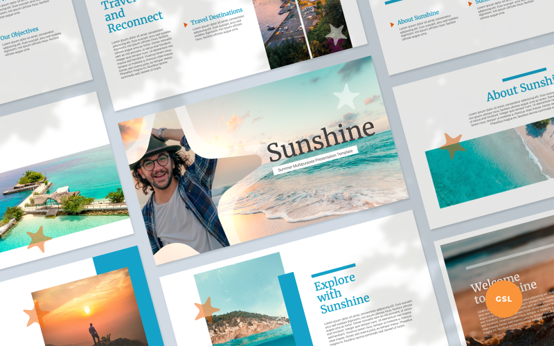 Sunshine - Plantilla de diapositivas de Google para presentación multipropósito de verano