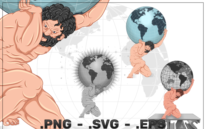 Vector Design of Atlas Holding the Earth