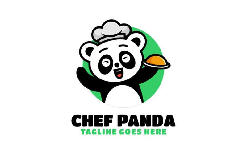 厨师熊猫吉祥物卡通标志