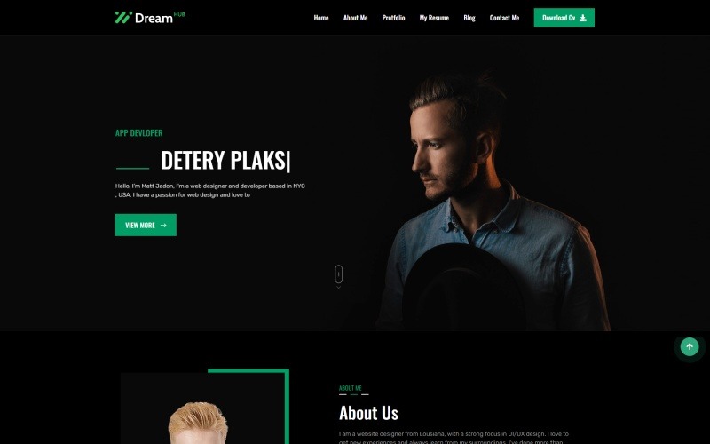 Dreamhub – HTML5-шаблон особистого резюме та портфоліо