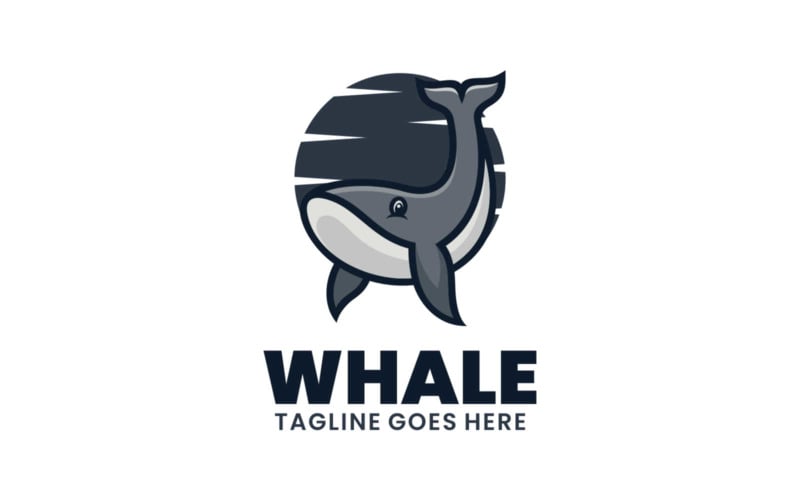 鲸鱼简单吉祥物标志 1