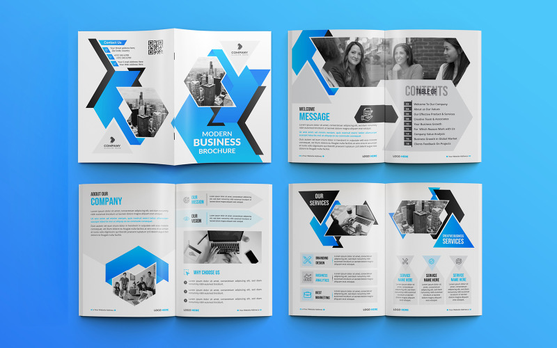 Modern zakelijk voorstel 16 pagina's multifunctionele brochure sjabloon