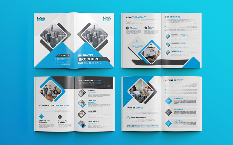 Modern zakelijk voorstel 8 pagina's multifunctionele brochure sjabloon