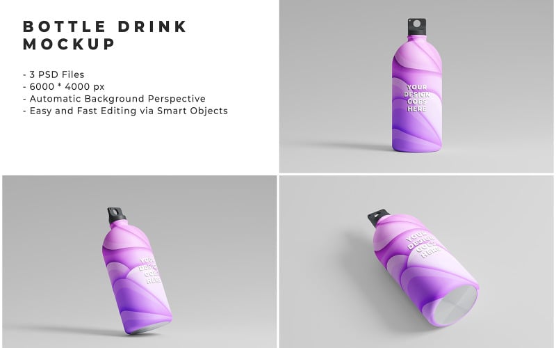 Purple Bottle Drink Mockups