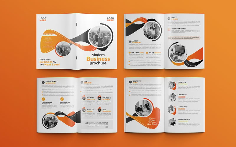 Modern zakelijk voorstel 8 pagina's multifunctionele brochure sjabloon 03