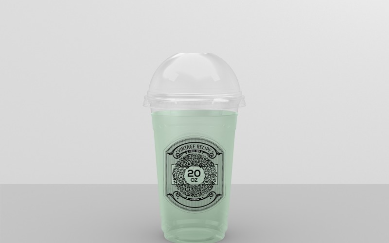 Maqueta de Empaque de Vaso de Bebida Fría Transparente 20-Oz