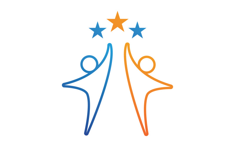 Vetor de logotipo de salto de estrela de sucesso de pessoas v2