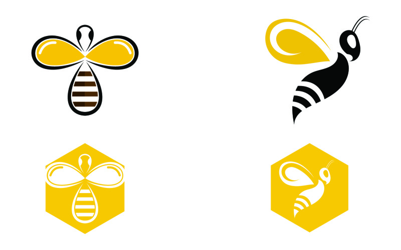 Vector V28 Bee honeycomb animal logo design template vector v28
