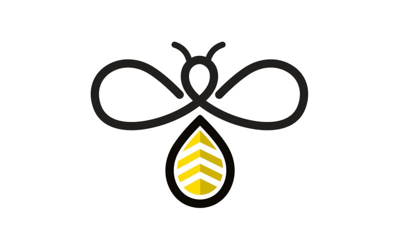 Bee honeycomb animal logo design template vector v4
