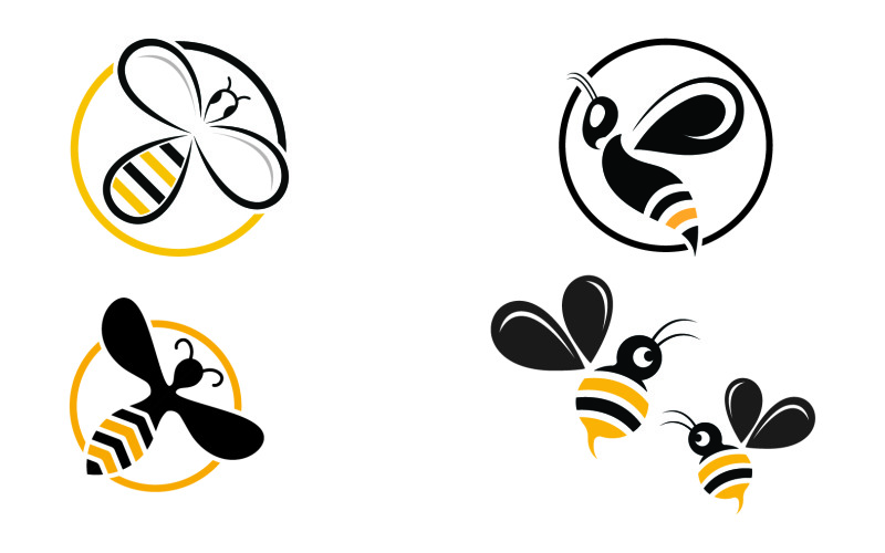 Modèle de conception de logo animal en nid d'abeille abeille vecteur v25