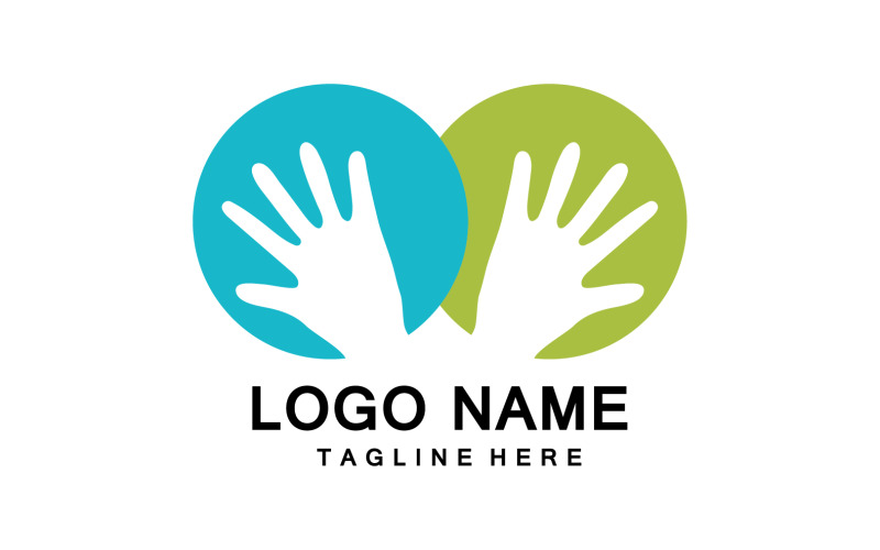 Aide à la main soins santé logo vector design template v1