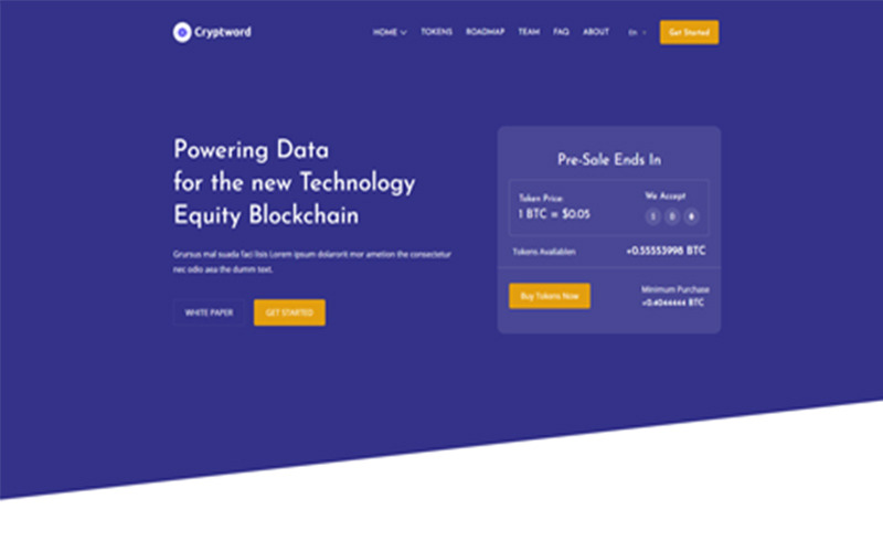 Boston – šablona HTML vstupní stránky ICO bitcoinů a kryptoměn