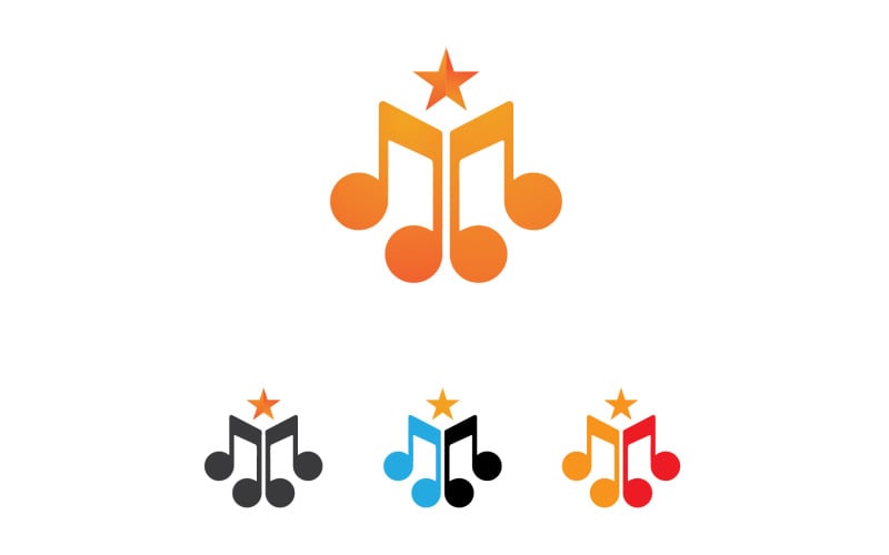 Müzik notası çalar logo simgesi şablon tasarımı v11