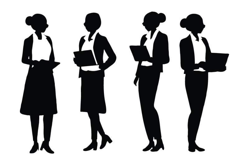 Girl accountant and office employee set