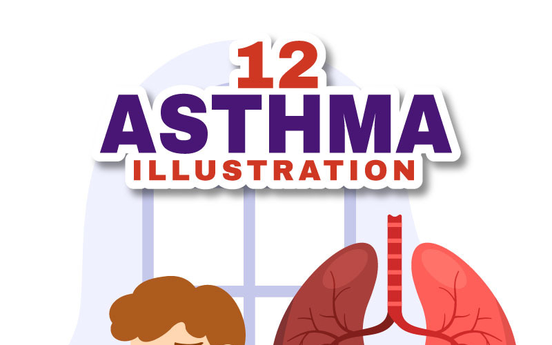 12 Illustrazione vettoriale della malattia dell'asma
