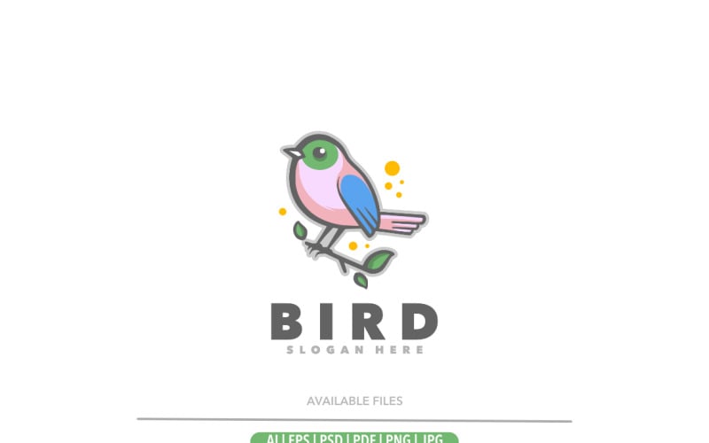 Kuş sevimli çizgi basit logo tasarımı