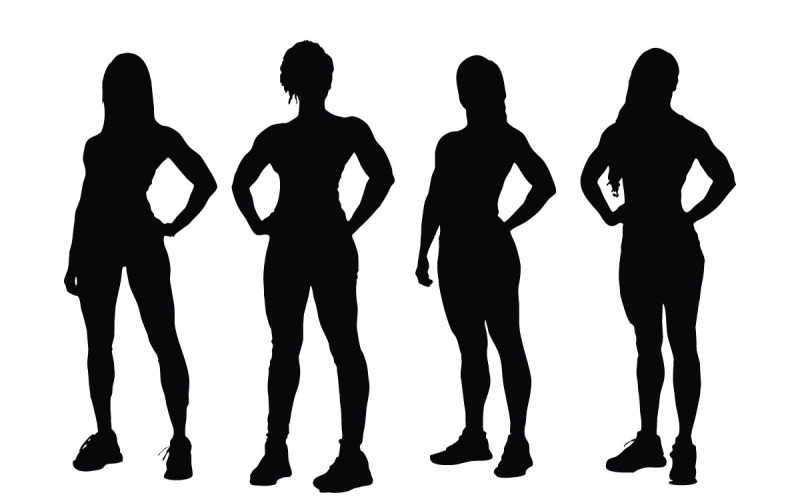 Kvinna bodybuilder och gymnast bunt