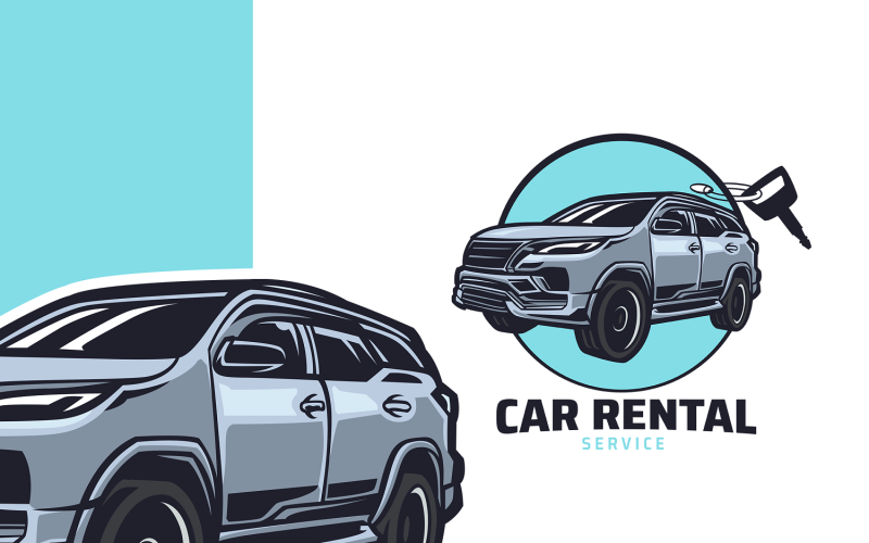 Modèle de logo de mascotte de location de voiture