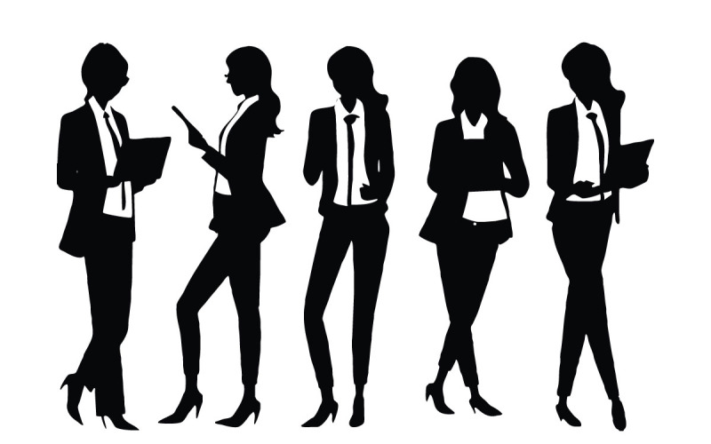 Silhouette de femme d'affaires set vector
