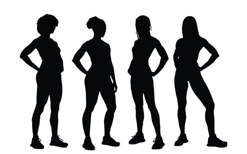 Silhouette de gymnaste et de bodybuilders de fille