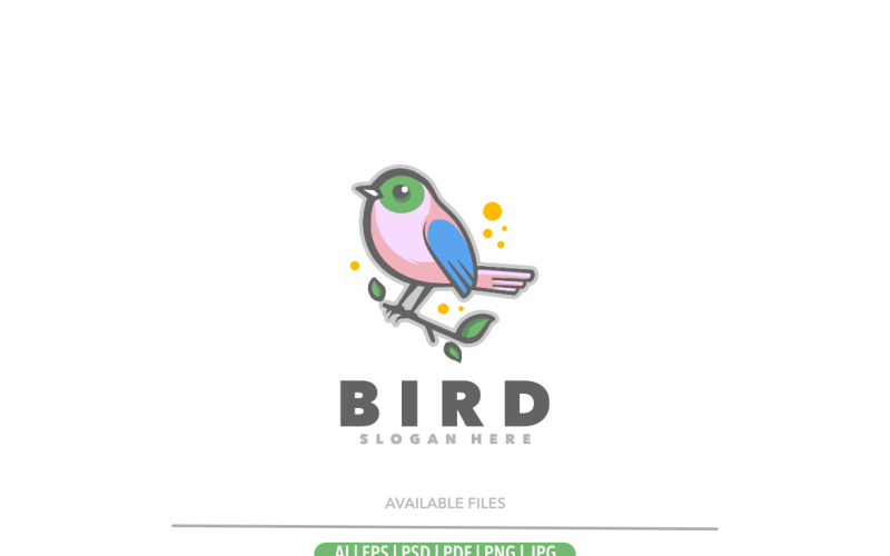 Uccello carino linea semplice logo design