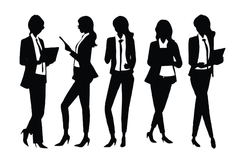 Vector conjunto de silueta de mujer de negocios
