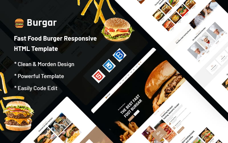 Burgar - Websitesjabloon voor fastfoodburgers