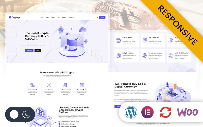 Cryptop - 比特币和加密货币 Elementor Wordpress 响应主题