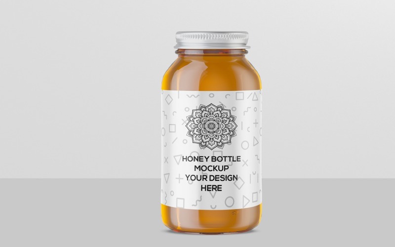 Honey Glass Jar Mockup - Realistic