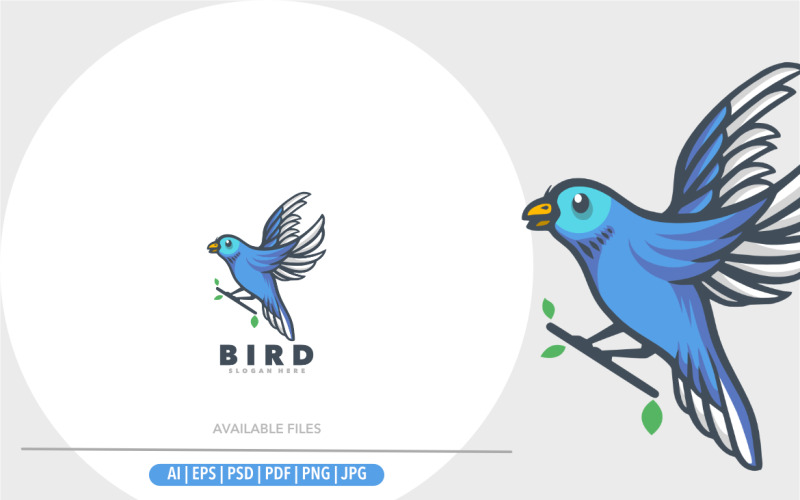 Modèle de logo de conception simple mignon oiseau