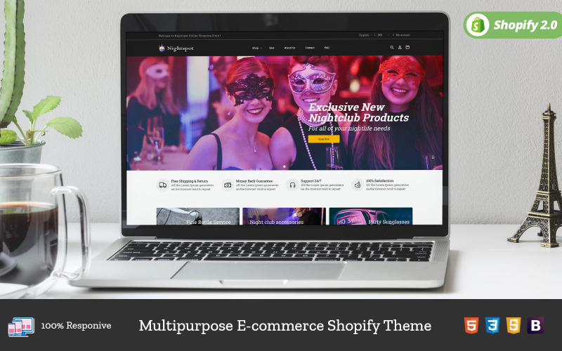 Nightspot Partywear – Sonnenbrillen Musik Kunst Dekor Shopify OS 2.0 Theme