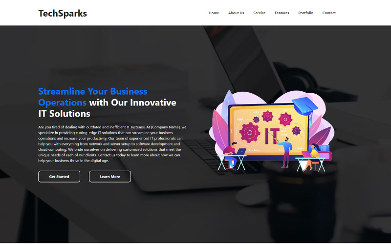 TechSparks | Modelo de página de destino da solução de TI