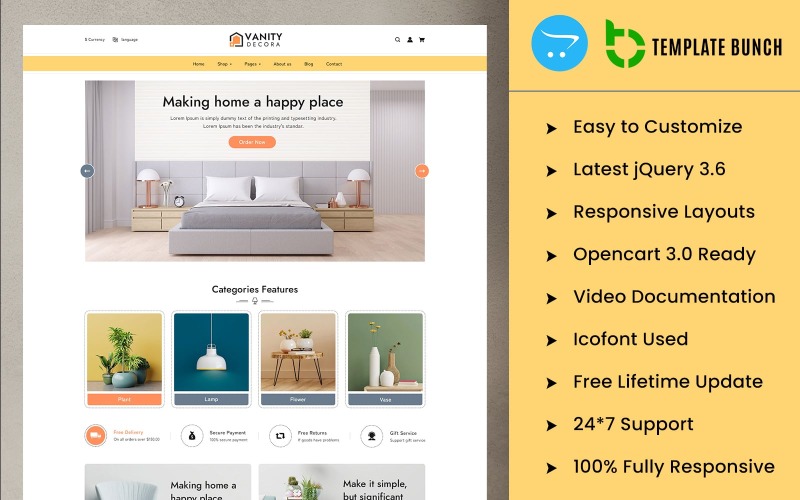 Vanity Decora - Tema receptivo de OpenCart para comercio electrónico