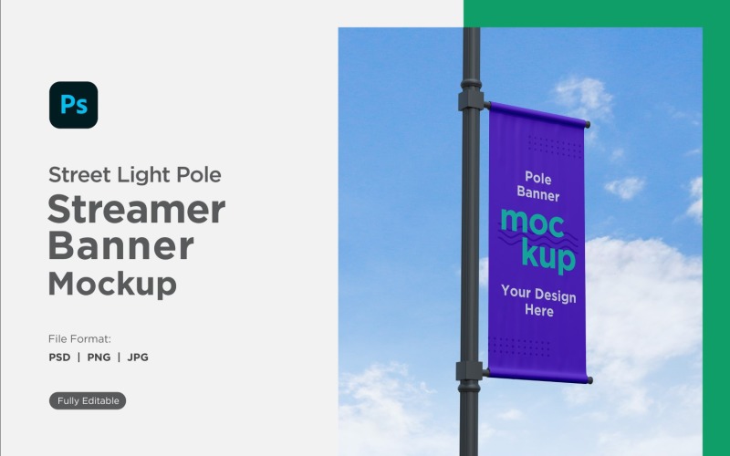 Pole Banner Mockup Side View V 14