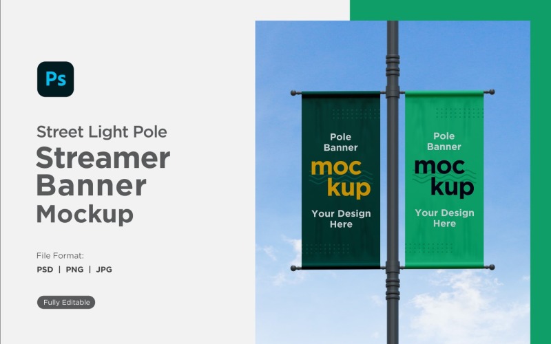 Double Pole Banner Mockup Front View V 41