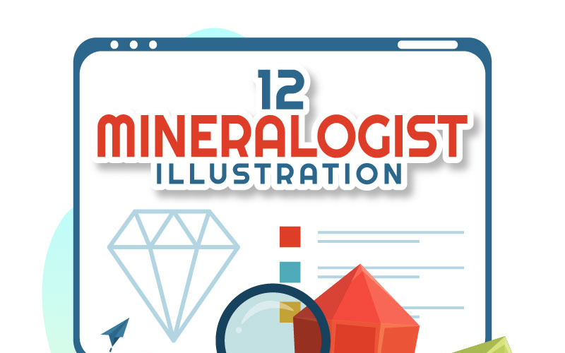 12 Mineralogen vektorillustration