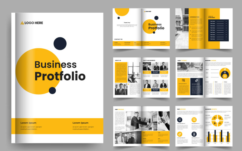 Vállalati üzleti prospektus cégprofil többoldalas brosúra sablon design