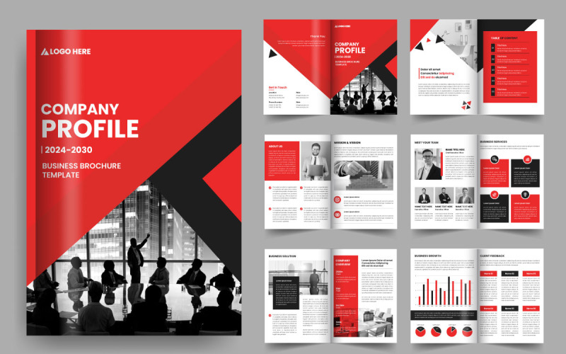 Zakelijk bedrijfsprofiel met meerdere pagina's zakelijke brochure sjabloonontwerp