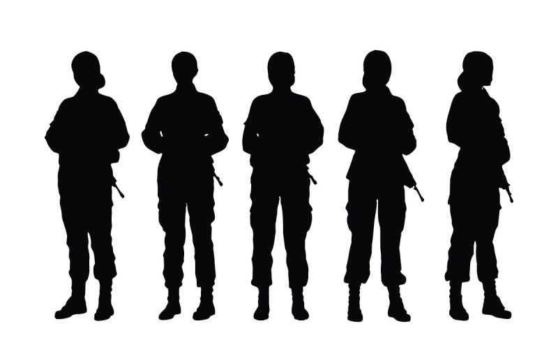 Frauen-Infanterie-Silhouetten-Set-Vektor