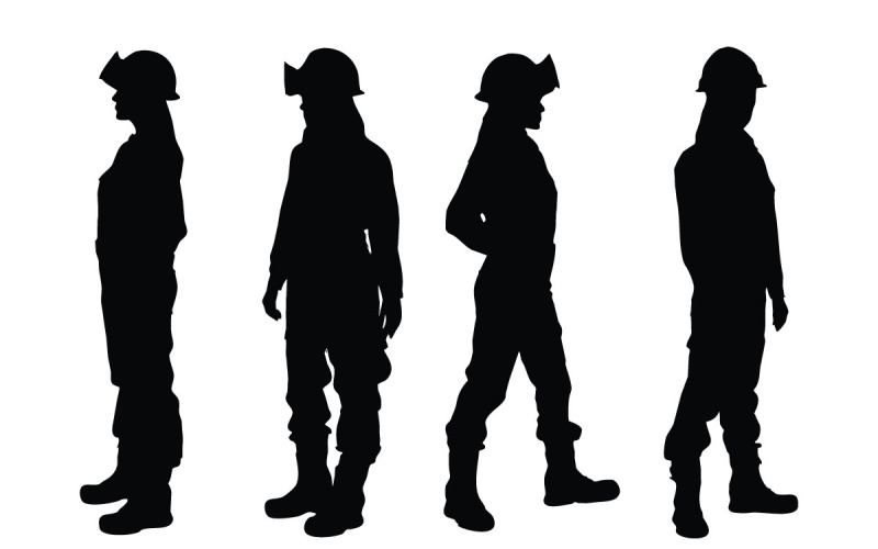 Meisje metselaar silhouet bundel vector