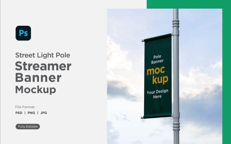 Pole Banner Mockup Vista laterale V 48