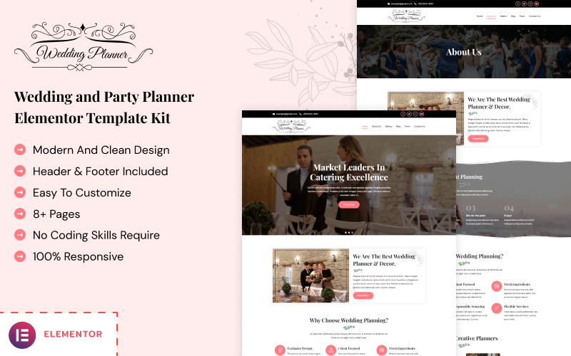Wedding Planner - Wedding and Party Planner Elementor Template Kit